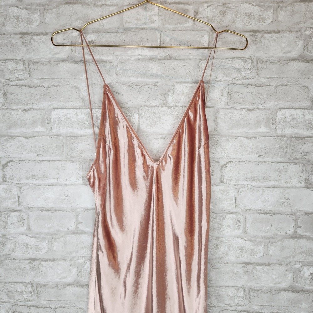 Fleur Du Mal Silk Velvet Maxi Slip Dress Platinum Rose NWT $695 Retail Sz 6 - Picture 5 of 9